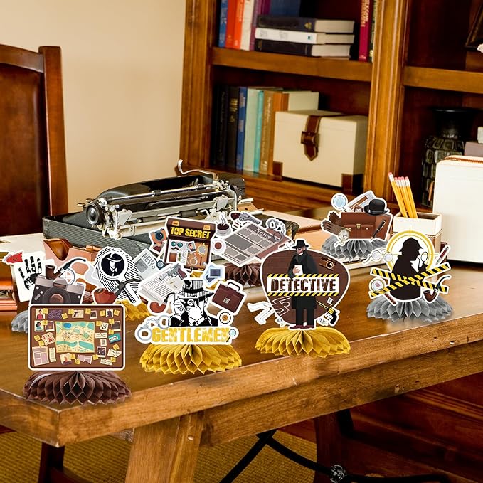 Gameza Detective Murder Party Table Decor, Mystery Theme Honeycomb Centerpieces Table Decorations, Detective Murder Theme Birthday Baby Shower Supplies