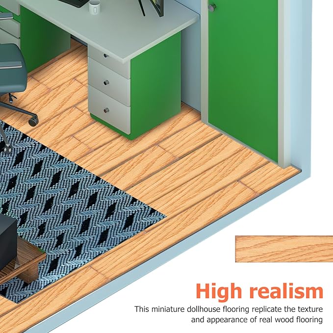 TOYANDONA 40 Pcs Miniature Dollhouse Wallpaper and Flooring Peel and Stick Miniature Wood Flooring Tiles for Doll House Mini DIY Self Adhesive Dollhouse Accessories for 1:12 Scale Doll House