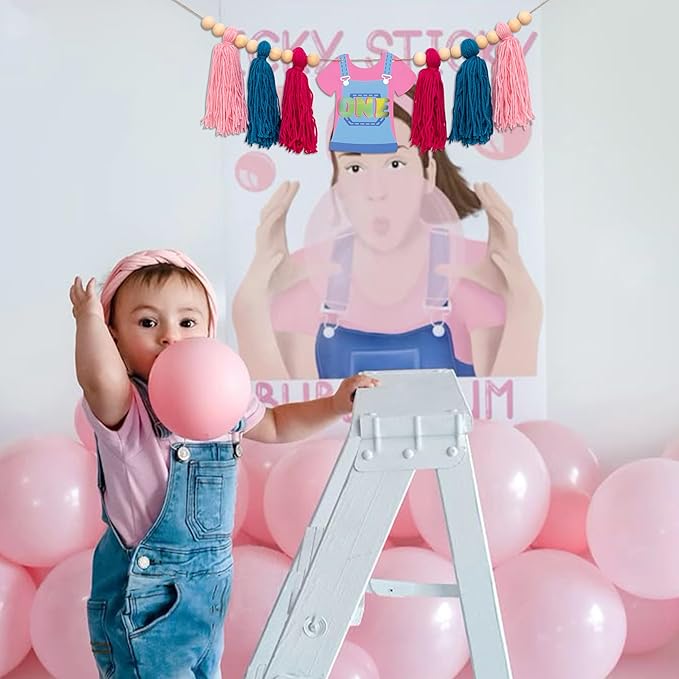 Pink Clothe Banner - Enlightened Teacher Theme First Birthday Party Decoration, Songs for Littles, Funny Birthday Party Supplies (Teacher Clothe Banner)