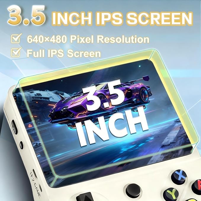 RG36PRO Video Game Console - Support 30000+Classic Games, 64G TF Card, Open Source System, 3.5-Inch Screen, 3000mAh Battery, Portable Console for Travel, Gift for Adult or Partner-White