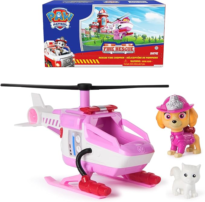Paw Patrol Fire Rescue: Skye Rescue Fire Chopper with Action Figure, Kitty Friend & Toy Helicopter, Kids Toys for Boys & Girls Ages 3 and Up