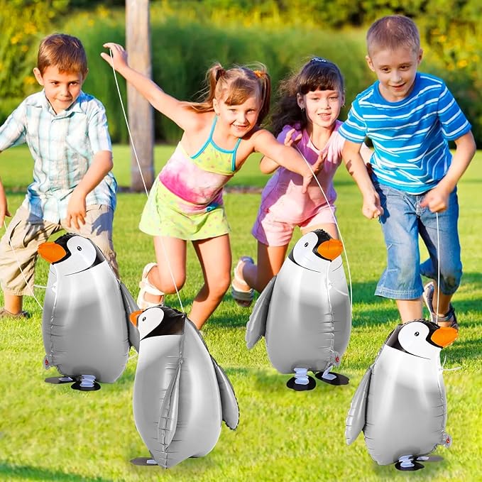 6 Pcs Walking Penguin Balloons, Cute Penguins Balloons for Kids, Walking Animal Foil Mylar Balloon for Baby Shower, Birthday, Penguins Theme Party Decoration Supplies (Penguin)