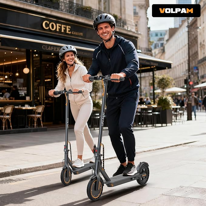 VOLPAM Electric Scooter, 350W/500W Powerful Motor, 8.5"/10" Solid Tires, 19/21Mph, 28/23/21/16 Miles Max Range, Dual Braking