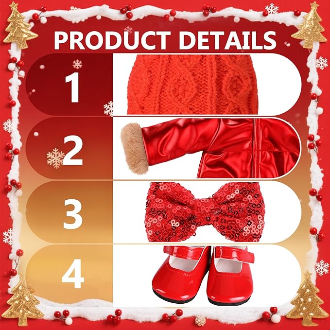 Kajaia 8 Pcs Doll Clothes 18 Inch Doll Clothes and Accessories Dress Flip Flops Hat Outfit Swimsuit Accessories for 18 Inch(Winter)