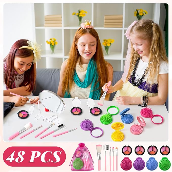 12 Sets Kids Makeup Kit for Girls, Kids Spa Party Supplies for Girls, Sleepover Makeup Cosmetic Set Birthday Party Favors Toddler Girl(Multicolor)
