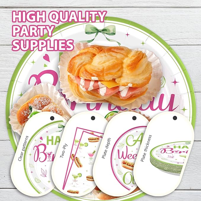 96Pcs Weenies and Tinis Birthday Decorations Hotdog Martini Plates and Napkins Tinis Bit Older Birthday Decoration Favors for Women Girls Hotdog BBQ Themed Bday Bachelorette Party Supplies Serves 24
