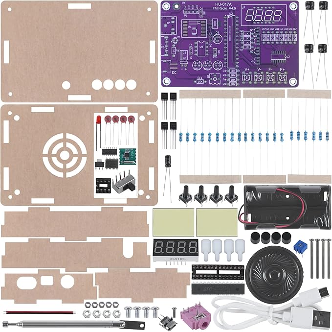 ICSTATION Soldering Project Radio, FM Radio Kit with 2 Power Supply Modes Soldering Practice Kit DIY Radio Kits FM 87-108MHz with Headphone Jack for Learning Teaching STEM Education
