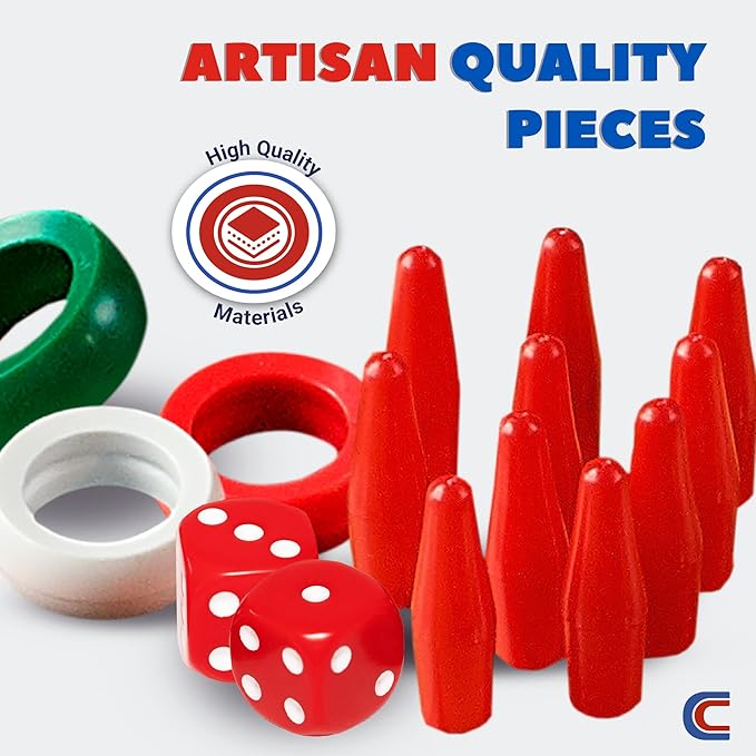 Carrom Board Equipment Set — Includes 44 Playing Pieces, Instruction Manual and Carrying Case — Extra Accessories for Board Games for Adults & Children — Durable Sports Board Game Accessories
