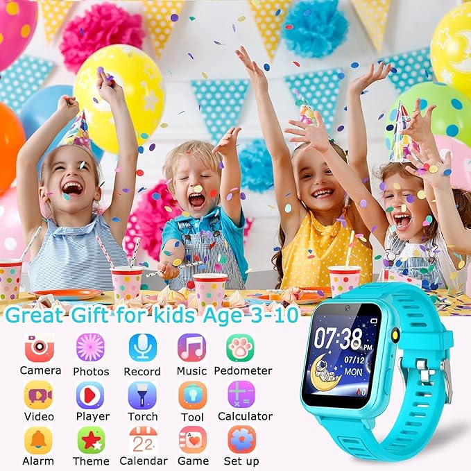 Cosjoype Kids Smart Watches Girls Boys HD Touchscreen Kids Watch with 24 Puzzle Games Camera Music Player Flashlight Alarm Clock Calculator 12/24hr Girls Watch Gift for 4-12 Year Old Boys