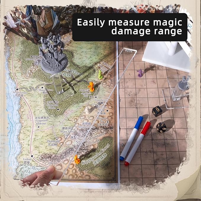 Kalami 6 Pcs Spell AOE Damage Template for DND, Clear Acrylic Area of Effect Spell Templates for DND 5e, Perfect Game Accessories for DM