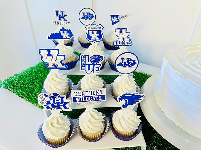 University of Kentucky Cupcake Topper Party Supplies for UK Football, Birthday, Graduation Party Decorations (24 Pieces) (Kentucky Wildcats)