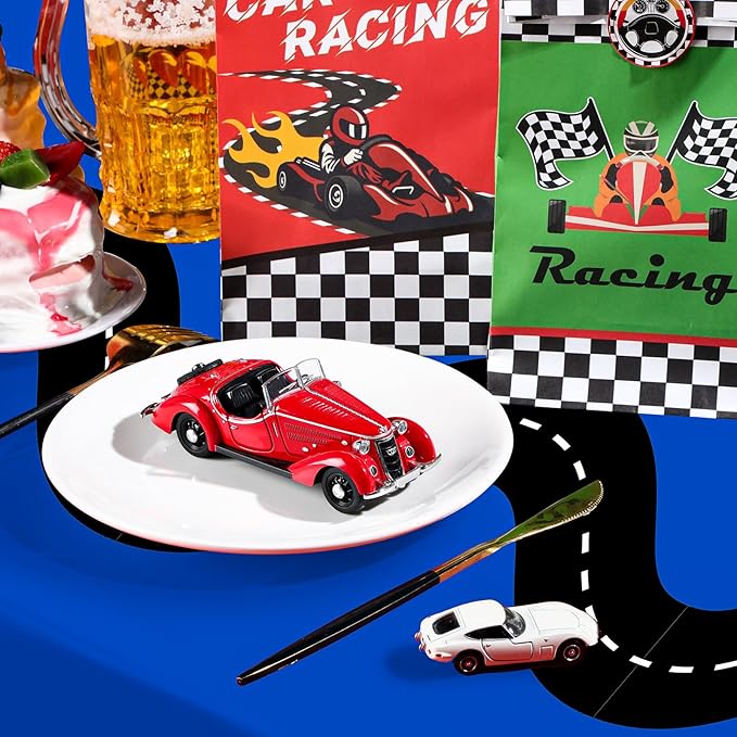 Irenare 3 Pcs Racing Table Cloths Car Birthday Party Supplies 54 x 108 Inch Racetrack Table Runner Covers Disposable Rectangular Road Tablecloth for Kids Boy Car Theme Birthday Party Decor (Blue)