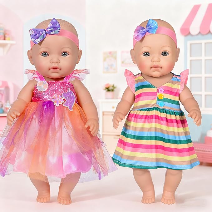 iBayda 10 Sets Doll Clothes and Accessories Include Rompers, Outfits for 14-17 Inch (35-43cm) New Born Baby Dolls (Doll Not Included)
