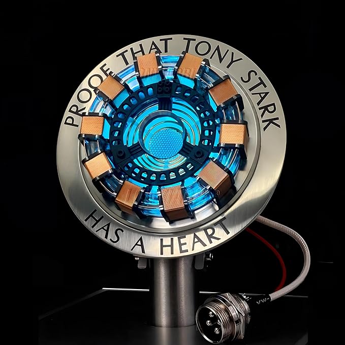 Arc Reactor MK1-1:1 Scale, USB Powered LED Light with Vibration Sensor, No Assembly, Display Case Included