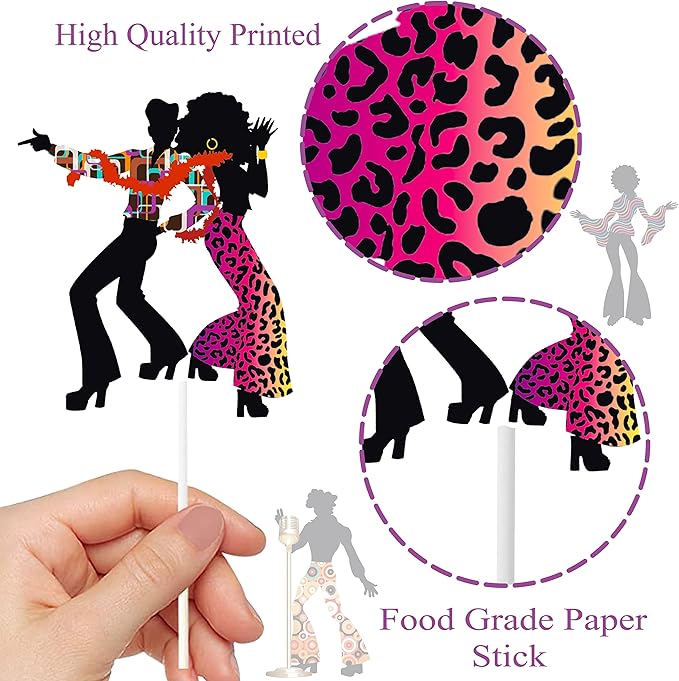 36pcs Disco Party Cupcake Toppers 70s 80s Disco Party Decoration Disco Dance Ball Cake Cupcake Picks for 1970s Saturday Night Disco Theme Birthday Party Supplies