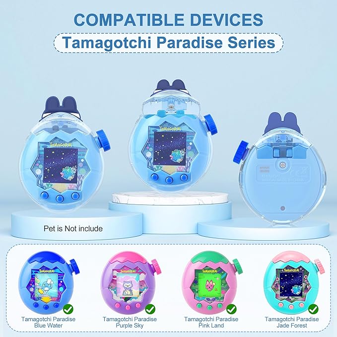 for Tamagotchi Paradise Clear Case and Replacement Lid Set, Ideal for DIY Fans, Collectors and Display, for Paradise Tamagotchi Accessories, with Lanyard (No Device/Film)