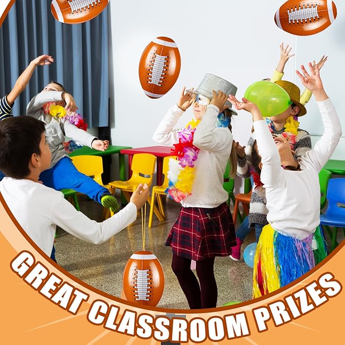 12 Pcs Football Party Favors Punching Balloons for Kids PVC Inflatable Punch Balloon Bouncy Balls with Rubber Band Handle Goodie Bags Stuffers for Football Birthday Supplies Pool Decoration