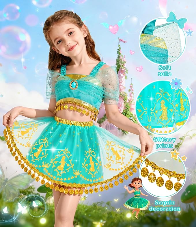 Princess Dress Up Clothes, Princess Dress Up Costume for Toddler Girls, Little Girls Princess Toys, Kids Dress Up & Pretend Play Sets Christmas Birthday Gifts for Kids Grandkids 3 4 5 6 Years