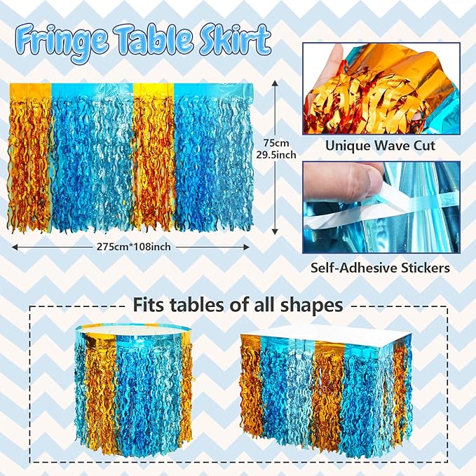 Blue Dog Birthday Party Decorations Supplies, Blue Tinsel Foil Fringe Curtain Backdrop Table Skirt Decor Balloon Garland Arch Happy Birthday Banner Kit for Boy Girls -110 Pcs