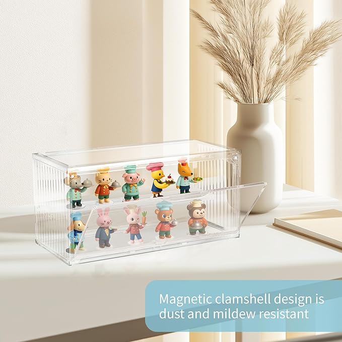 Acrylic Display Case, 2 Layer Adjustable Figure Display Case, Acrylic Display Box with Magnetic Door for Collectibles Action Figure |14.5 x 7.2 x6.3inches (1, 14.5 x 7.2 x6.3inches)