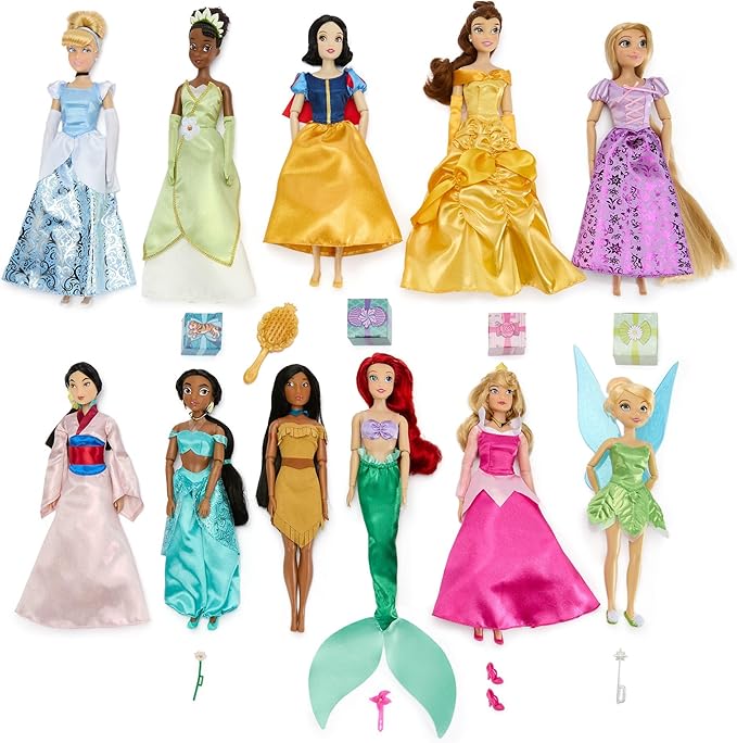 Disney Store Official Classic Doll Collection Gift Set - Disney Princess Toys Set with Dolls & Accessories - Comes in Display Box - Includes 11 Fashion Dolls & Accessories