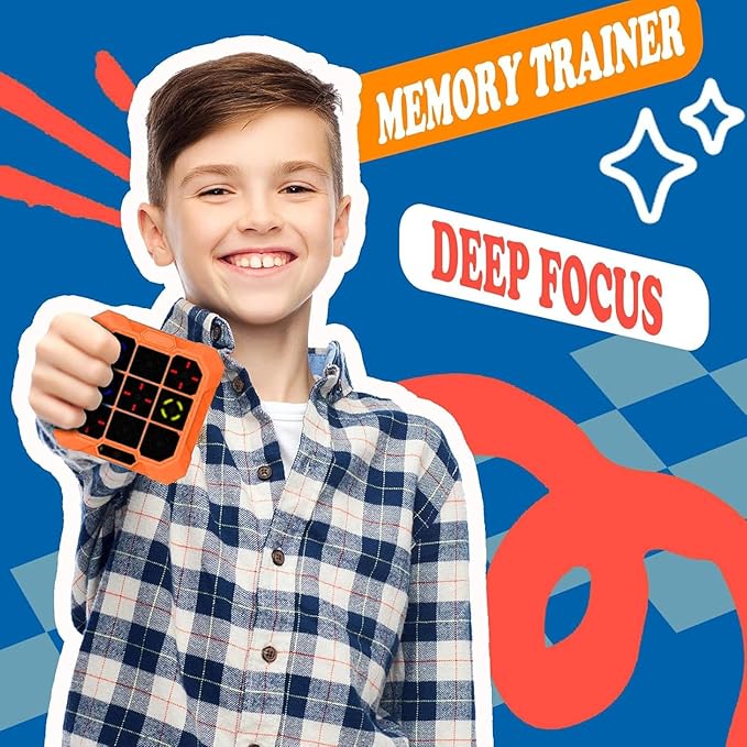 ASHATA 6 in 1 Electronic Toe Game, Handheld Toe Bolt Game with ilent Mode Memory Brain Gaming, 200mah Rechargeable, for 6-12 Years Old Kids Adult (Orange)