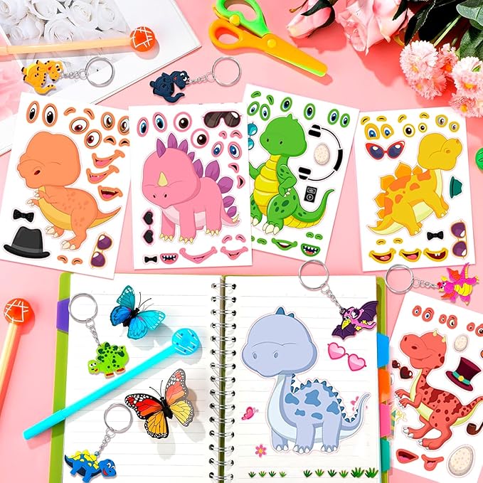 Dinosaur Birthday Party Decorations Kit, 96pcs Dinosaur Party Favor Bags Fillers Stamps Keychains Dino Stickers etc for Dinosaur Birthday Supplies