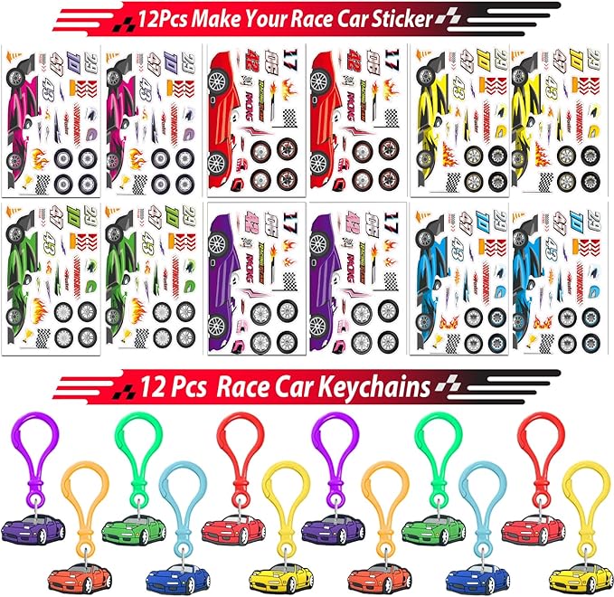 232PCS Race Car Birthday Party Favors Decorations Supplies Goodie Bag Stuffer Pinata Filler, Cars Themed Favors for Wheel Birthday Decorations