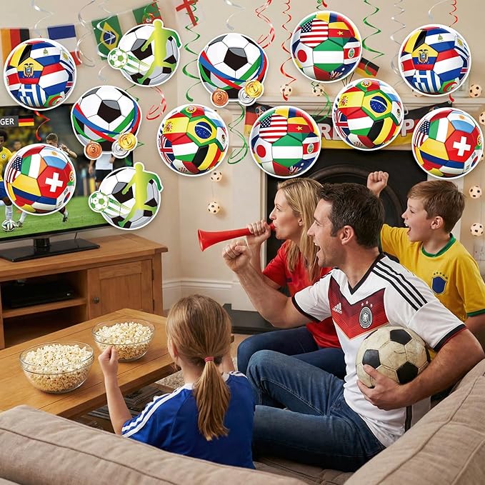 Soccer Hanging Swirls, 30Pcs Soccer Ball Ceiling Streamers Football Theme Party Swirls for Sport Event Game Hanging Decorations
