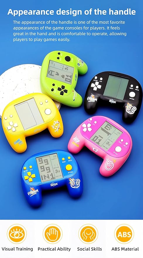 JXD Handle Brick Game Console 4.1Inch Great Grip Feeling 2574 in 1 Retro Puzzle Block Games Handheld Game Player for Travel/Indoor/Outdoor Children/Students/Teens/Birthday (Blue)