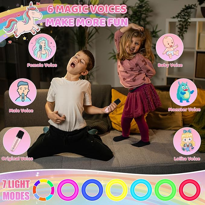 Toys for Girls Karaoke Machine for Kids, Mini Karaoke Machine Kids Toys 3 4 5 6 7 8 9 10 12+, Girl Toys Age 4-5, Princess Toys Birthday Gifts for Girls Boys Party (Pink 2 Mics)