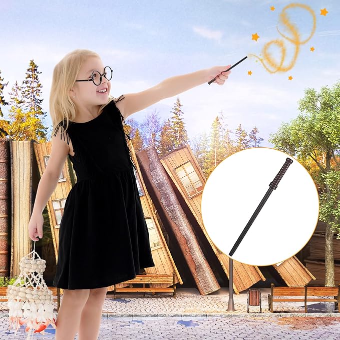 Outus 24 Pieces Wand Pencils and Glasses Wizard Party Favors, Wizard Party Supplies Birthday Supplies for Teen Boys Kids Girls Wizard School Decor Theme Halloween Supplies