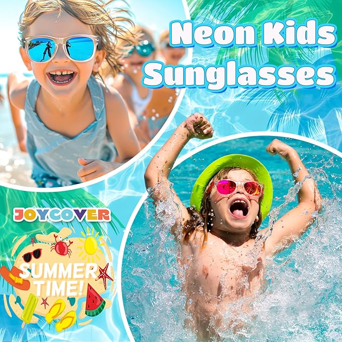 Joycover Kids Sunglasses Party Favors, Translucent Toddler Sunglasses Bulk for Boys Girls, Goodie Bags Stuffers for Kids Classroom, Pool Beach Easter Party Favors Graduation Birthday Gifts - 24 Packs