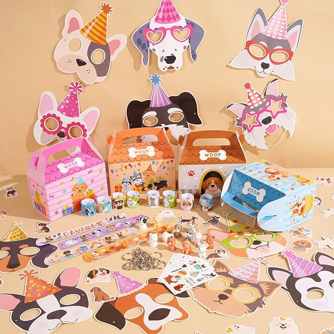 Vanblue 122 Pcs Dog Party Favors Puppy Birthday Decorations for Kids Classroom School Reward Gift Prizes Adopt a Puppy Themed Party Supplies,Dog Pinata Goodie Bag Stuffers for Boys Girls