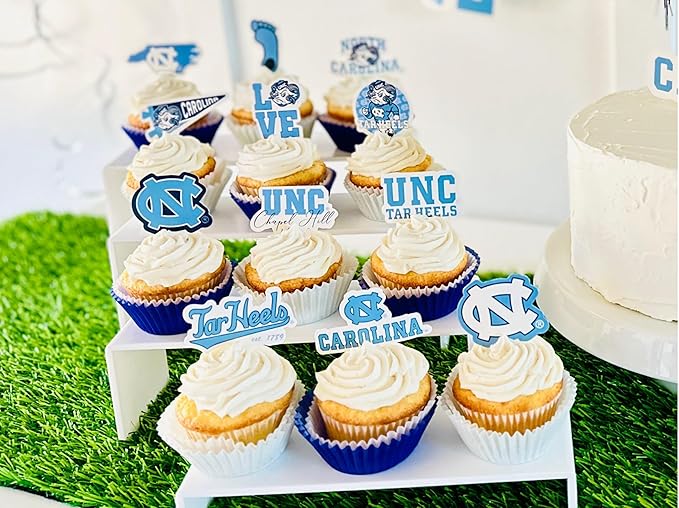 UNC Cupcake Topper Party Supplies for Football, Birthday, Graduation Party Decorations (24 Pieces) (North Carolina Tar Heels)