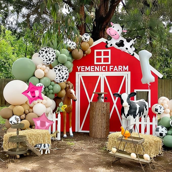 Cow Balloons Funny Cow Shape Mylar Balloon Baby Shower Girl One 1st 2nd Birthday Decoration Barnyard Farm Animal Western Cowgirl Theme Party Decor Supplies 5 Pcs