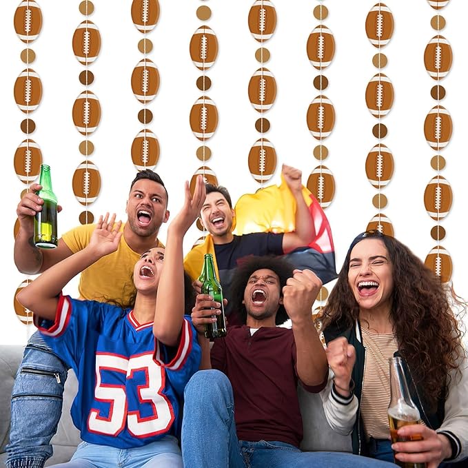 MARFOREVER 41 Ft Pre-Strung Football Garland Banner, Football Party Decorations Football Hanging Swirls Streamers for Sports Football Themed Party Home Classroom Birthday Decorations