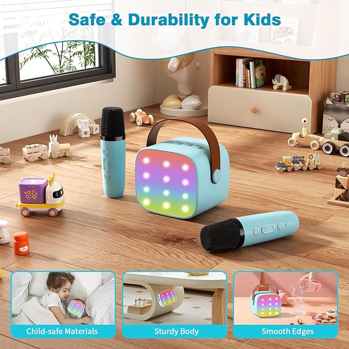 Mini Karaoke Machine with 2 Wireless Microphones, 2026 TOP Kids Portable Bluetooth Karaoke Machine for 3, 4, 5, 6, 7, 8, 9,10,11,12+Year Old, Christmas Birthday Gifts for Girls Boys Adults Home Party