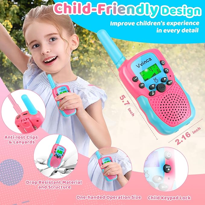 Vvinca Walkie Talkies for Kids 4 Packs