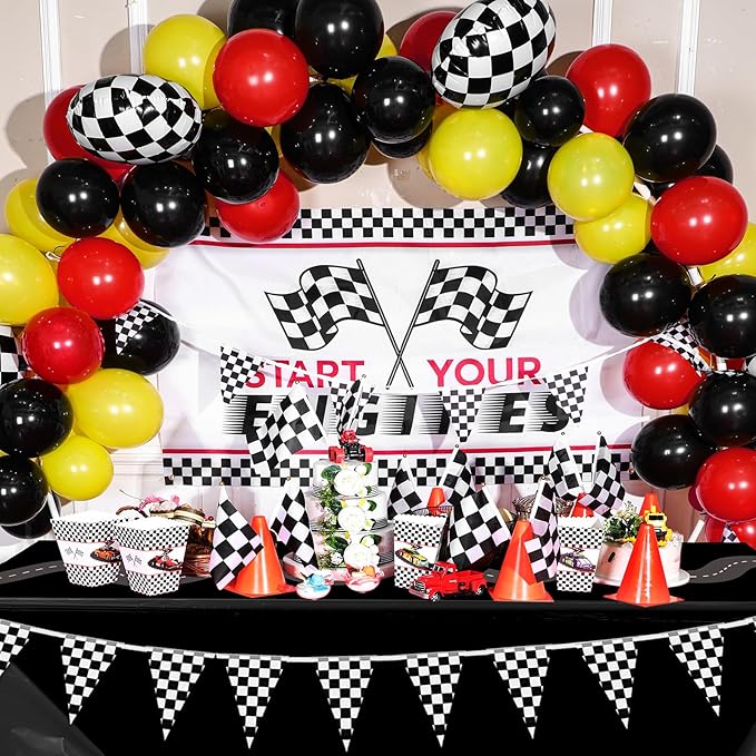 Irenare 3 Pcs Racing Table Cloths Car Birthday Party Supplies 54 x 108 Inch Racetrack Table Runner Covers Disposable Rectangular Road Tablecloth for Kids Boy Car Theme Birthday Party Decor (Black)