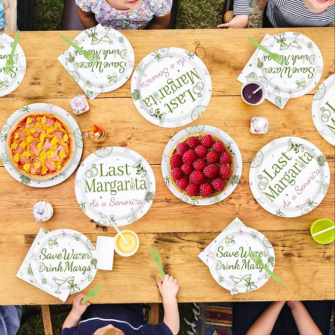 96Pcs Margs and Matrimony Bachelorette Party Decorations Save Water Drink Margs Plates and Napkins Last Margarita as A Senorita Decoration for Mexican Bridal Shower Tacos Tequila Supplies Serve 24