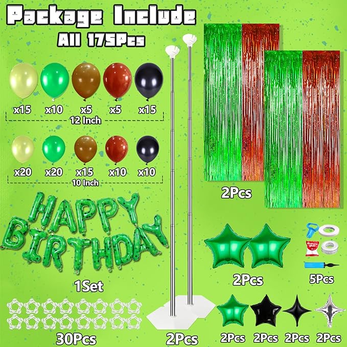 Fineclutter Balloons Column Kit Set 2 Tower Stand, Birthday Party Decoration TNT Pixel Theme Balloon 150PCS