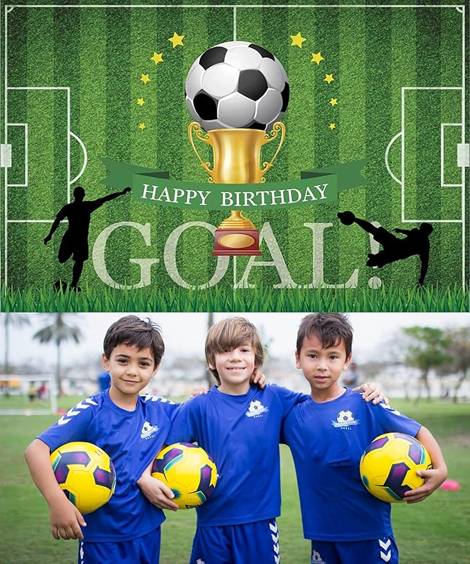 Soccer Happy Birthday Backdrop Decorations Soccer Happy Birthday Banner Goal Photo Background for Home Indoor Outdoor Party Decorations Supplies 70.8 x 47.2 Inch