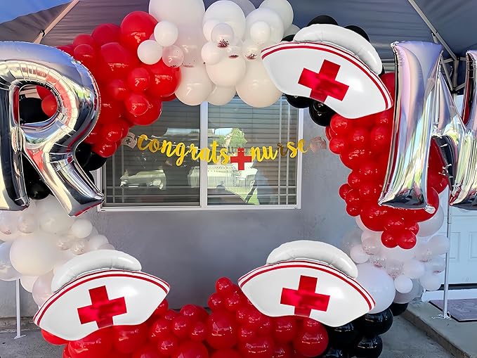 Nurse Cap Balloons 3 PCS/Nurse Party Decorations/Nurse Graduation Decorations/Nursing Graduation Party Supplies/Nursing School Graduation Party Decorations/Nurse Balloons