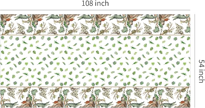 Reptile Birthday Party Supplies Tablecloth - Disposable Decorations Tablecover, Jungle Swamp Animal Lizard Snake Birthday Party Decorations Table Cloth - 4 Pack (54in x 108in)