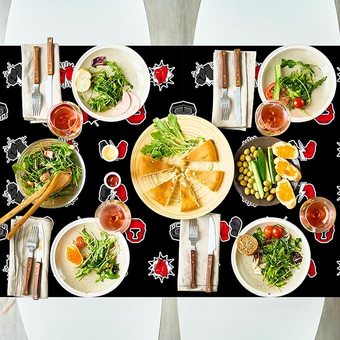 3Pcs Boxing Birthday Party Tablecloth - 87x 51 Inches Plastic Boxing Gloves Table Cover Disposable Fight Sports Table Cloth for Kitchen Picnic Match Birthday Party Decor Supplies