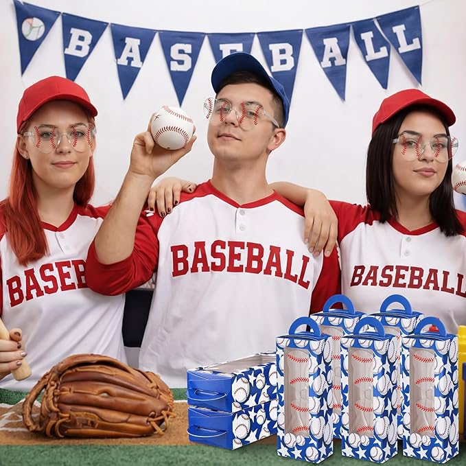 32 Pieces Baseball Party Favor Set with Sunglasses and Party Boxes Baseball Themed Gifts for Team Celebrations Birthday Tournaments and Sports Events