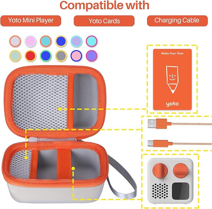 Hard Case Compatible with Yoto Mini Kids Audio Music Player Children Speaker Plays Audiobook Cards Radio (Red+ Yellow Case, for Yoto Mini)