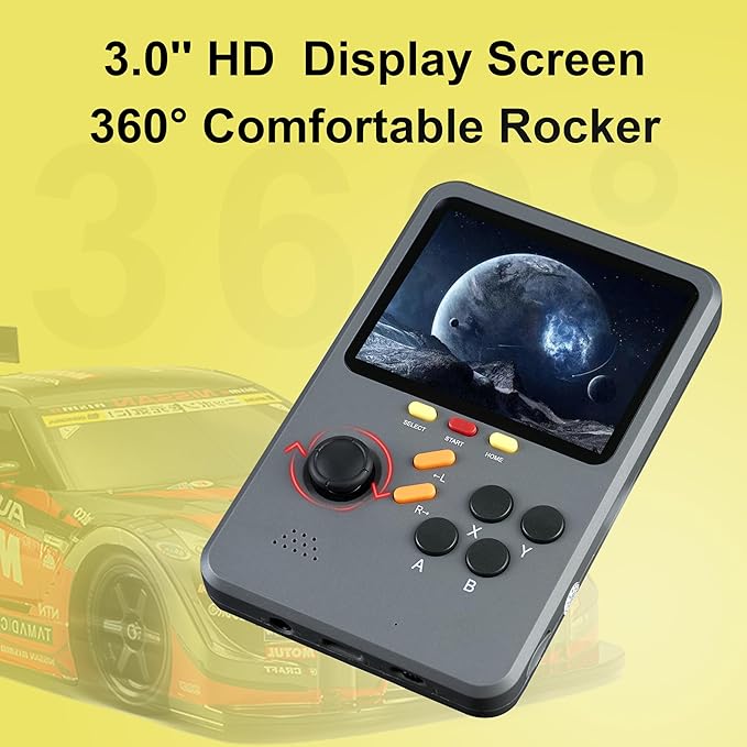WeLohas Q2 Pro Retro Handheld Game Console,Electronic 3D Gameboy Advance,10000+ Fun Retro Video Games Preloaded,64GB TF Card,3.0" HD Screen,Pocket Gamer Gifts for Teen Adult (Black)