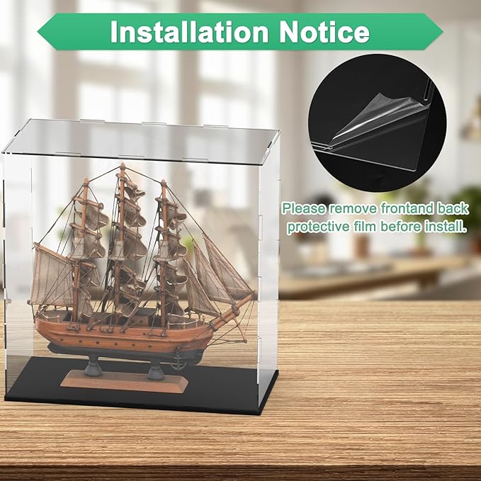 Clear Acrylic Display Case, 12 x 6 x 12 Inch Assemble Clear Acrylic Display Box Dustproof for Action Figures/Model/Statues/Collectibles/Doll/Toys/Home Storage